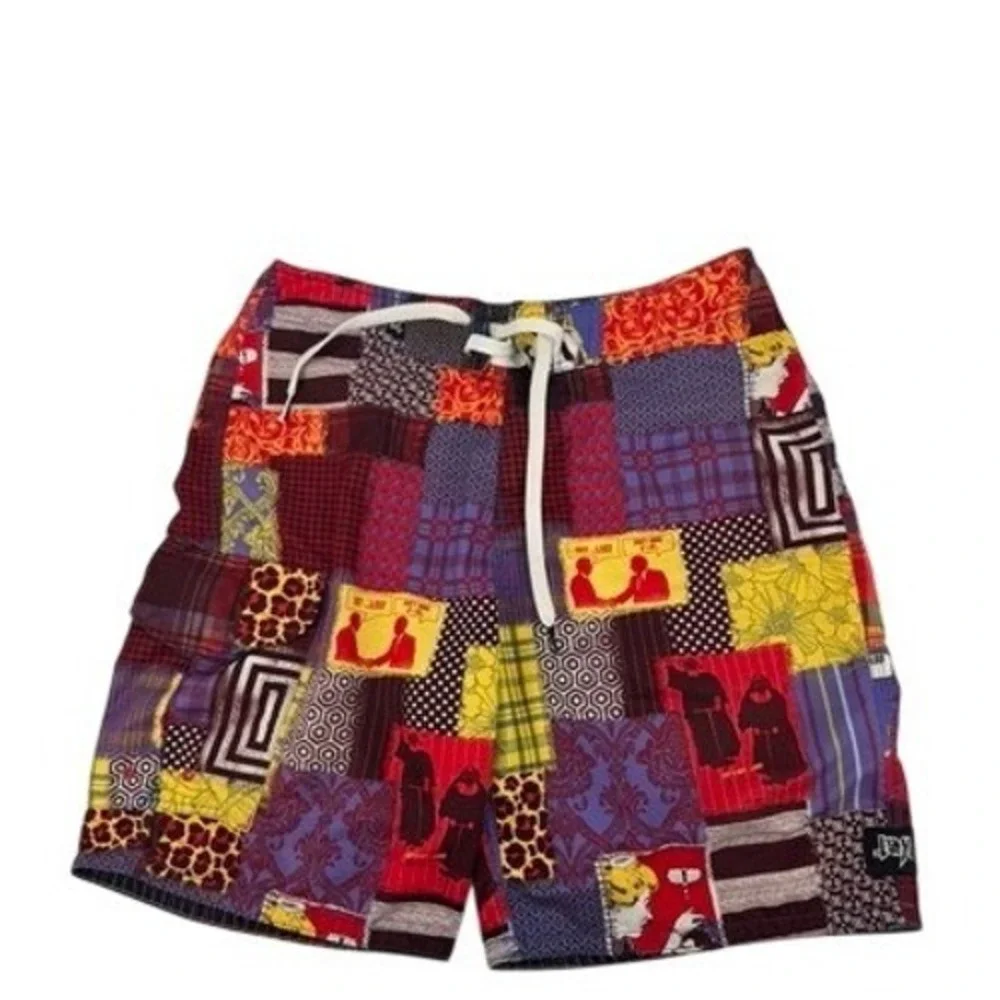 Lost Enterprises Board Shorts‎ Mens 32 Y2K Multicolor Patchwork Graphic Surf